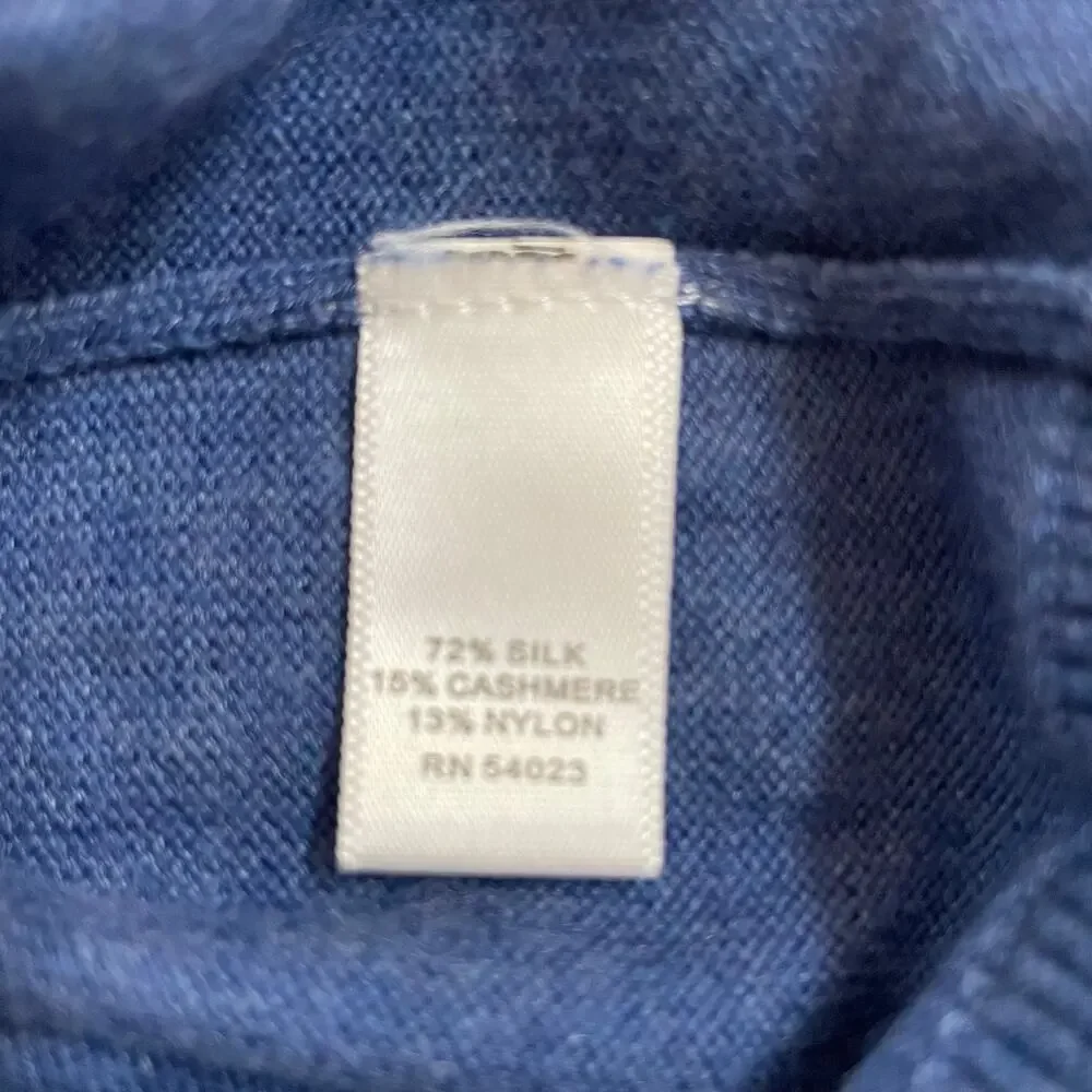 Banana Republic V-neck Silk Cashmere Sweater Blue Large Preppy Academia